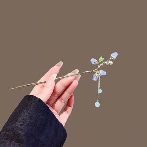 Maxfree Fashion Pince à cheveux en alliage de style chinois avec pierre de lune, bijou pour usage quotidien et de soirée, cadeau romantique pour femme - Product Image 1