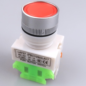 LAY37-11BN สวิตช์ปุ่มกดแบบหัวแบน ล็อคตัวเอง 220V สีแดง 1NO 1NC - Product Image 2