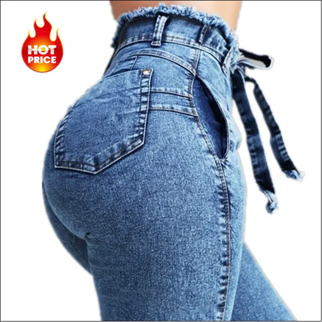 Wholesale China Ladies Fashion Clothing High Waist Stretch Denim Pencil Trousers Vintage Elastic Women Jeans Pants