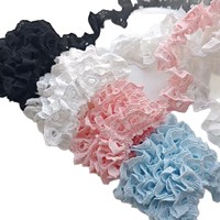RYL – dentelle à volants de style français vintage, blanc/rose/bleu, franges élastiquées pour robe de mariée, jupe, bandeau, fournitures artisanales DIY