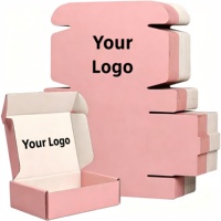 Boîtes d'expédition pliables en carton ondulé rose avec logo personnalisé, cartons en papier réutilisables pour l'emballage de cadeaux, de vêtements et de cosmétiques