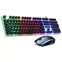 Clavier et souris filaires colorés de style punk, combo 104 touches avec rétroéclairage LED, clavier et souris de jeu pour ordinateur