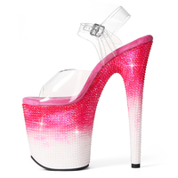 Chaussures de mariage sexy à lacets de 20 cm (8 pouces), talons transparents en PVC pour pole dance, plateformes pour danseuses exotiques, talons aiguilles personnalisés