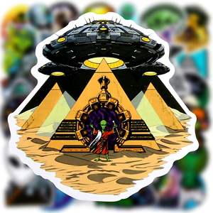 200 инопланетянин НЛО тематика голографические виниловые водонепроницаемые клейкие бумажные наклейки для ноутбуков гитары и скейтборды - Product Image 6