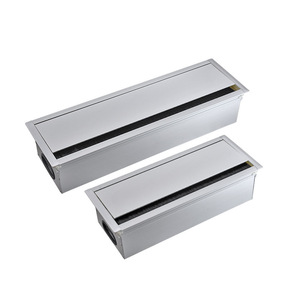 Caja de aluminio con ranura cuadrada de 120x300x400mm, gestión de cables duradera para escritorio de oficina, diseño minimalista - Product Image 3
