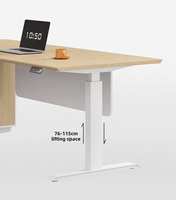 Meubles de bureau modernes, bureau en forme de L électrique réglable en hauteur avec armoire de rangement