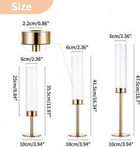 European Retro Table Decoration Electroplating Gold Taper Metal <b>Glass</b> Candle Ornaments <b>Candlestick</b> Holder for Party Wedding - Product Image 2