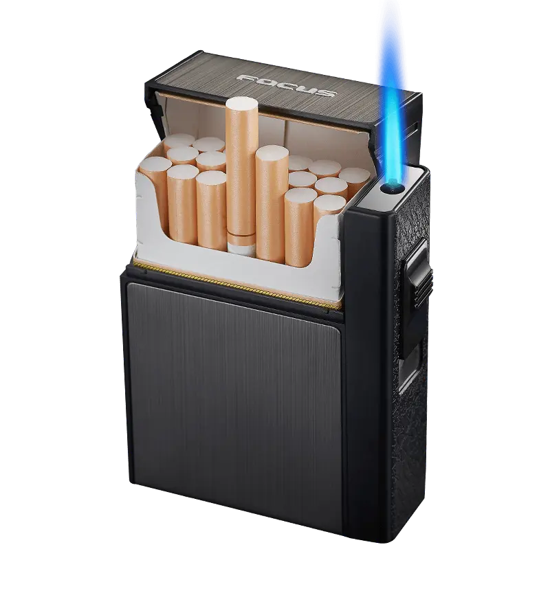 Étui à cigarettes imprimé en métal étanche, briquet à arc de charge, ensemble de cigarettes multifonctionnel à double usage