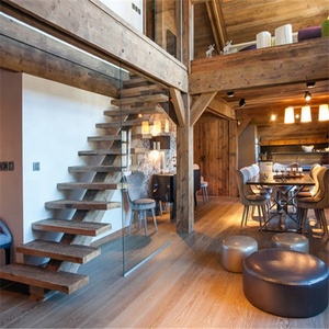 Escaleras interiores Prima Escaleras rectas de quilla de canal en forma de U con marco de metal y peldaños de <span class=keywords><strong>madera</strong></span> maciza <span class=keywords><strong>Escalera</strong></span> personalizada - Product Image 4