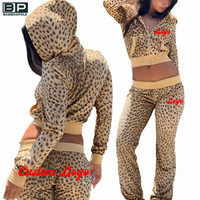 Ensemble deux pièces pour femme imprimé léopard : Sweat à capuche court zippé et short taille haute coupe ajustée, style streetwear au-dessus du genou