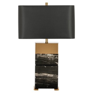 Marble <b>Table</b> <b>Lamp</b> Black Gold <b>Base</b> Rectangular Shade LED E27 Bulb Home Decor Living Room Bedroom Lighting - Product Image 4