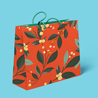 Sacs en papier de Noël personnalisés avec poignées en corde, motifs imprimés variés, papier couché, pour diverses occasions
