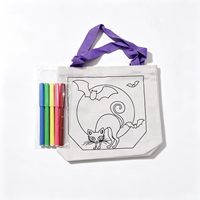 Kit de sac à main DIY Halloween, sac en toile à personnaliser pour parents et enfants, artisanat réutilisable, sérigraphié, style mode, animaux, musique