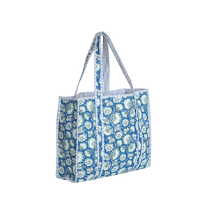 Bolsa de Mano Acolchada de Algodón con Panel Floral, Estilo Bohemio, Abertura Superior, Ecológica, Lavable, Reversible, para Todas las Estaciones, para la Playa o Compras - Product Image 1