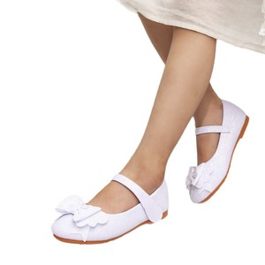Zapatos de niña con lazo blanco y punta redonda, transpirables, talla grande, estilo princesa, para fiesta, uso diario y espectáculos. - Product Image 5