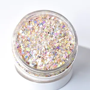 Glitter GH9702DD Factory Wholesale PET Beautiful Nail Glitter Bulk Neon Color Mixed Hexagonal Loose Glitter Powder For Decoration