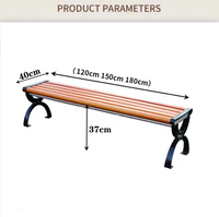 Banc d'extérieur moderne en acier et bois massif pour parc, jardin et patio, avec assise longue en métal