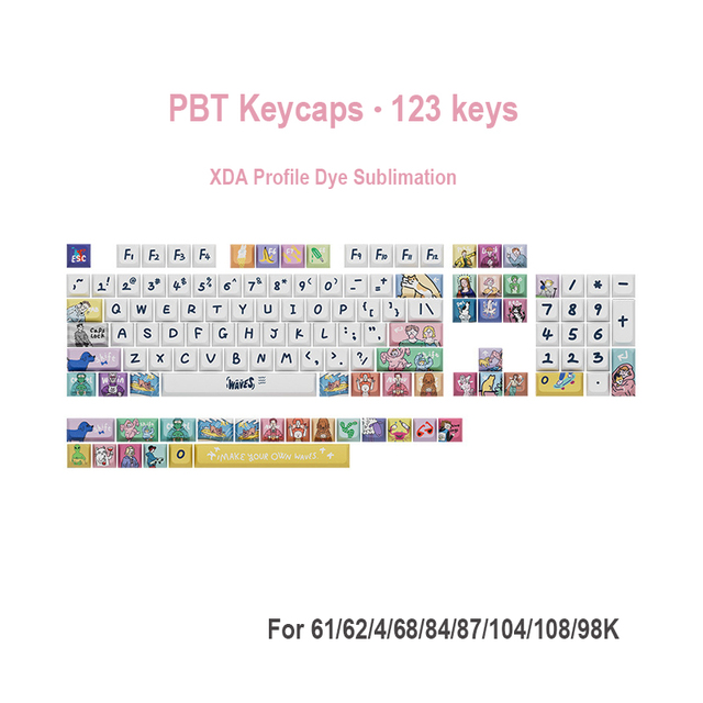 Factory High-level PBT Dye-sublimation Custom Keycaps Full Size Sets Anime Keycaps for Mechanical Keyboard Nice Gifts for Gaming