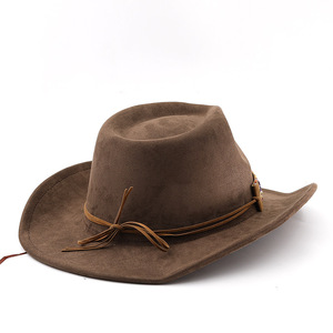 Sombrero de Vaquero Occidental de Gamuza Estilo Bohemio Europeo Americano, Sombrero de <span class=keywords><strong>Jazz</strong></span> Tibetano de Ala Corta Étnico para Minorías Étnicas - Product Image 6