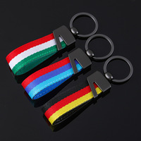Porte-clés de voiture rayé tricolore, sangle en nylon tressé, porte-clés en alliage de zinc, accessoire compatible avec BMW Toyota Honda Tesla