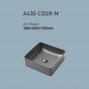 Lavabo de comptoir CR Gunmetal rectangulaire en céramique sans trous 500x400x135mm - Product Image 2