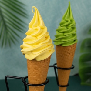 Realistic Music Plastic Ice Cream 26cm Bracket Model Matcha Sweet Mango Soft Serve Machine Display Window <b>Waffle</b> <b>Cone</b> Fake Food - Product Image 2