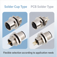 Connecteur M12*1.0 DIN Type 2-17 broches IP67 pour montage sur panneau, homologué 4A, PG9 M12 Code A-B-D, à souder, mâle-femelle, fixation frontale