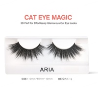Liquidation de stock : Cils ARIA Heart Girl en coton noir, bande complète, faits à la main, effet 3D, cruelty-free, épaisseur 0,07 mm