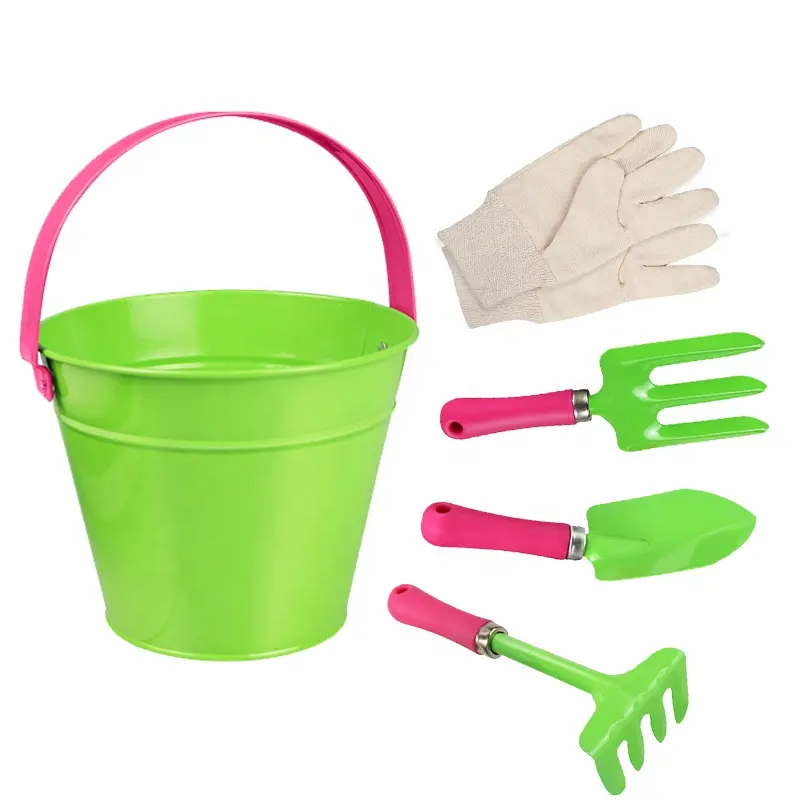 Bambini Giardinaggio set con Giardino A Mano Strumenti di Irrigazione Metallo Può per Bambini Guanti Per Bambini Bel regalo Dei Capretti