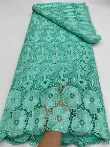 Encaje de red francés elegante y suave de NI.AI con bordado, perlas, cuentas y lentejuelas para vestidos de novia de lujo y vestidos de fiesta. - Product Image 2