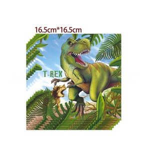 Qudoo Fournitures de fête <span class=keywords><strong>Dinosaure</strong></span> Vert Tyrannosaurus Rex Assiettes en carton Gobelets Serviettes Drapeaux Décorations suspendues Vaisselle jetable - Product Image 3