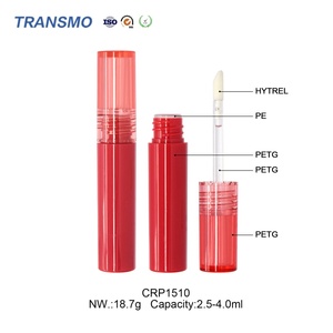 Tube de brillant à lèvres rond transparent de 2,5-4,0 ml en gros, conteneur vide pour rouge à lèvres et fard à joues avec grande brosse, en plastique, avec bouchon à vis - Product Image 3