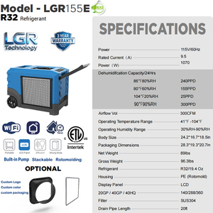 Déshumidificateur commercial avancé LGR 155 PPD-300PPD, grand modèle pour la restauration après dommages par eau - Product Image 3