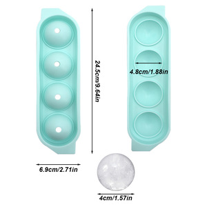 Модернизированная силиконовая форма для изготовления шариков для льда с 4 полостями, большой круглый лоток для льда, легкий выпуск, без BPA, для виски, коктейль-бар - Product Image 2