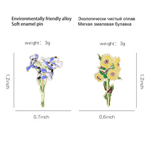 Broches personnalisées en émail dur Van Gogh Tournesol <span class=keywords><strong>Iris</strong></span>, badges de vêtements en émail, vente en gros - Product Image 5