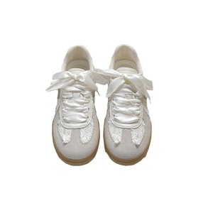 Silver lace exclusive 2026 new hit glossy shoe strap thin style retro ballet style white sneakers - Product Image 5