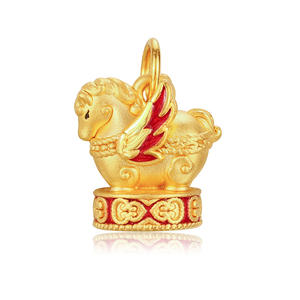 2025 nouveau Design 1.2g mignon mode 24K or massif pendentifs à breloque Micro-dur or bon augure cheval pendentif pour anniversaire - Product Image 1