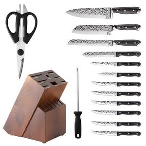 Ensemble <span class=keywords><strong>de</strong></span> couteaux <span class=keywords><strong>de</strong></span> <span class=keywords><strong>cuisine</strong></span> haut <span class=keywords><strong>de</strong></span> gamme <span class=keywords><strong>de</strong></span> 15 pièces, couteaux <span class=keywords><strong>de</strong></span> chef japonais en acier inoxydable martelé allemand avec manche en bois - Product Image 3