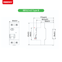 Interrupteur de protection contre les courants résiduels BENY BB1LE-63 10KA RCCB 2P 63A IP20 230V 50/60Hz Certifications CCC CE CB Garantie de 5 ans