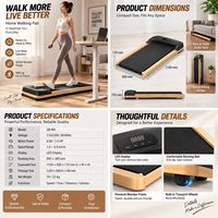 Tapis de marche électrique 1,5 CV en bois, 6 km/h, affichage LED, 110 mm de largeur, silencieux, compact, pour la maison, le bureau et le fitness commercial