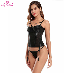 Taglie forti in pelle nera trasparente in <span class=keywords><strong>pizzo</strong></span> floreale a vita alta sottile modellante modellante per la pancia con perizoma - Product Image 5