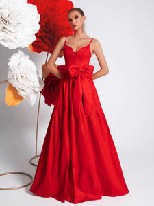 新款夏季糖果色露背休闲优雅蝴蝶结连衣裙女式女士度假吊带裙适合派对 - Product Image 3