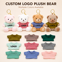 Ours en peluche personnalisé de 10 cm avec t-shirt imprimé pour cadeaux d'entreprise, souvenirs promotionnels de marque, porte-clés en peluche, jouet en peluche