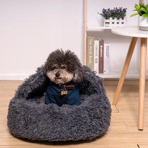 Cama de felpa suave y cálida para gato, con cubierta, fabricante al por mayor - Product Image 3