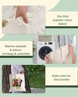 Sac fourre-tout en toile de coton personnalisable, écologique, durable, réutilisable, de couleur unie, imprimable par sublimation, avec logo