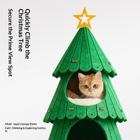 Arbre à chat de Noël avec lit pour chat, tour à chat multi-niveaux en feutre, mobilier d'intérieur pour chat de Noël avec griffoir