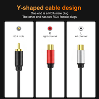 Câble Répartiteur RCA Audio Vidéo pour Subwoofer, 1 Mâle 2 Femelles, Adaptateur en Y pour Double Haut-Parleur, Rallonge avec Gaine PVC pour Voiture et HDTV