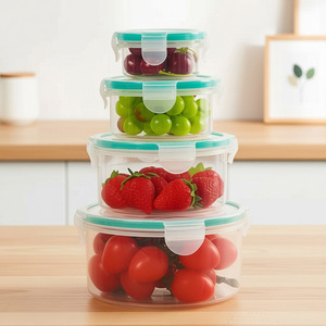 Round Airtight Food <b>Storage</b> <b>Container</b> Set With Clip Lid For Fruit And Refrigerator Use - Product Image 2