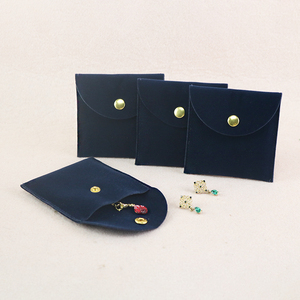 Factory Customized Reusable Jewelry Pouch Bag with Button Closure and Screen Printed Logo for <b>Rings</b> Earrings & Bracelets - Product Image 1
