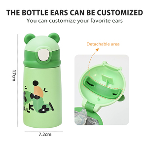 320ml Cute Animal Ear Children's Bottle-Custom Design <b>Double</b> <b>Wall</b> Vacuum Insulated Stainless Steel BPA Free Portable Rope 6 - Product Image 3